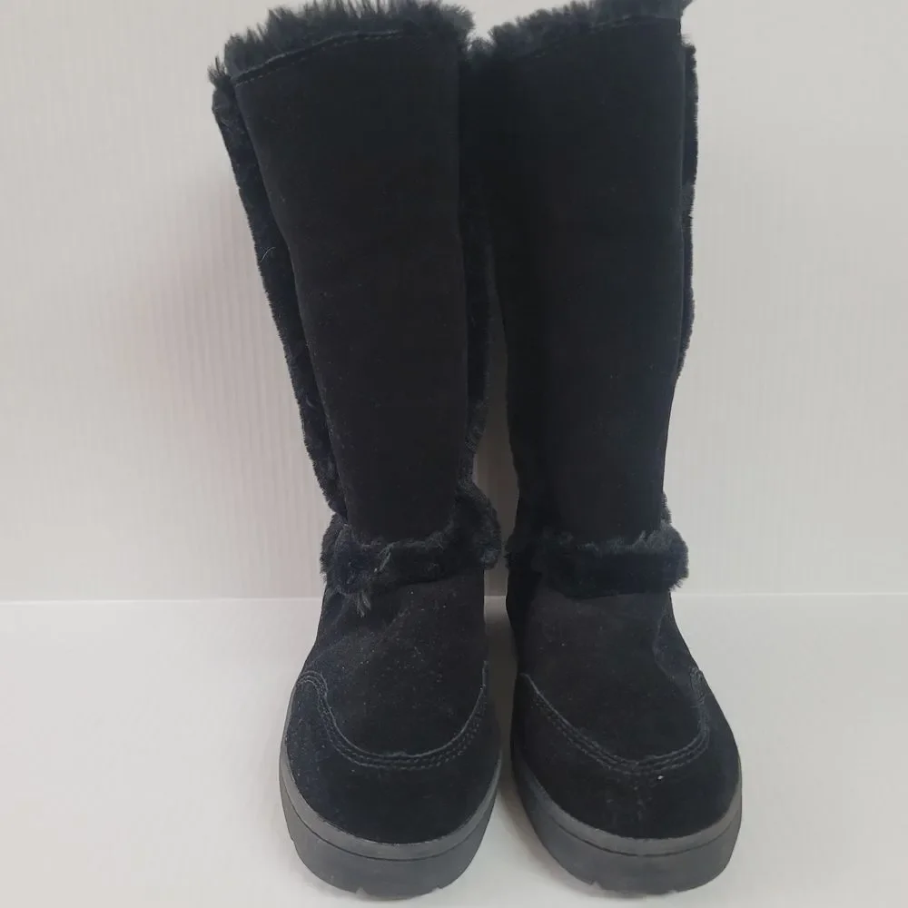 Style & Co Witty Womens Size 9 Black Leather Mid Calf Faux Fur Snow Winter Boots
